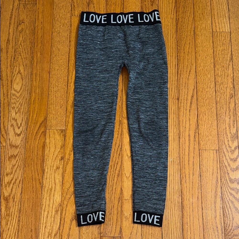Soho Apparel Gray Leggings with Love Waistband